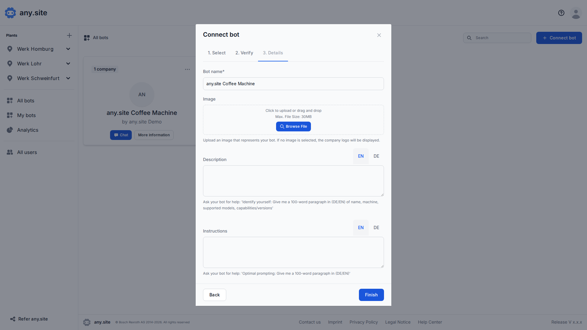 Configure bot details